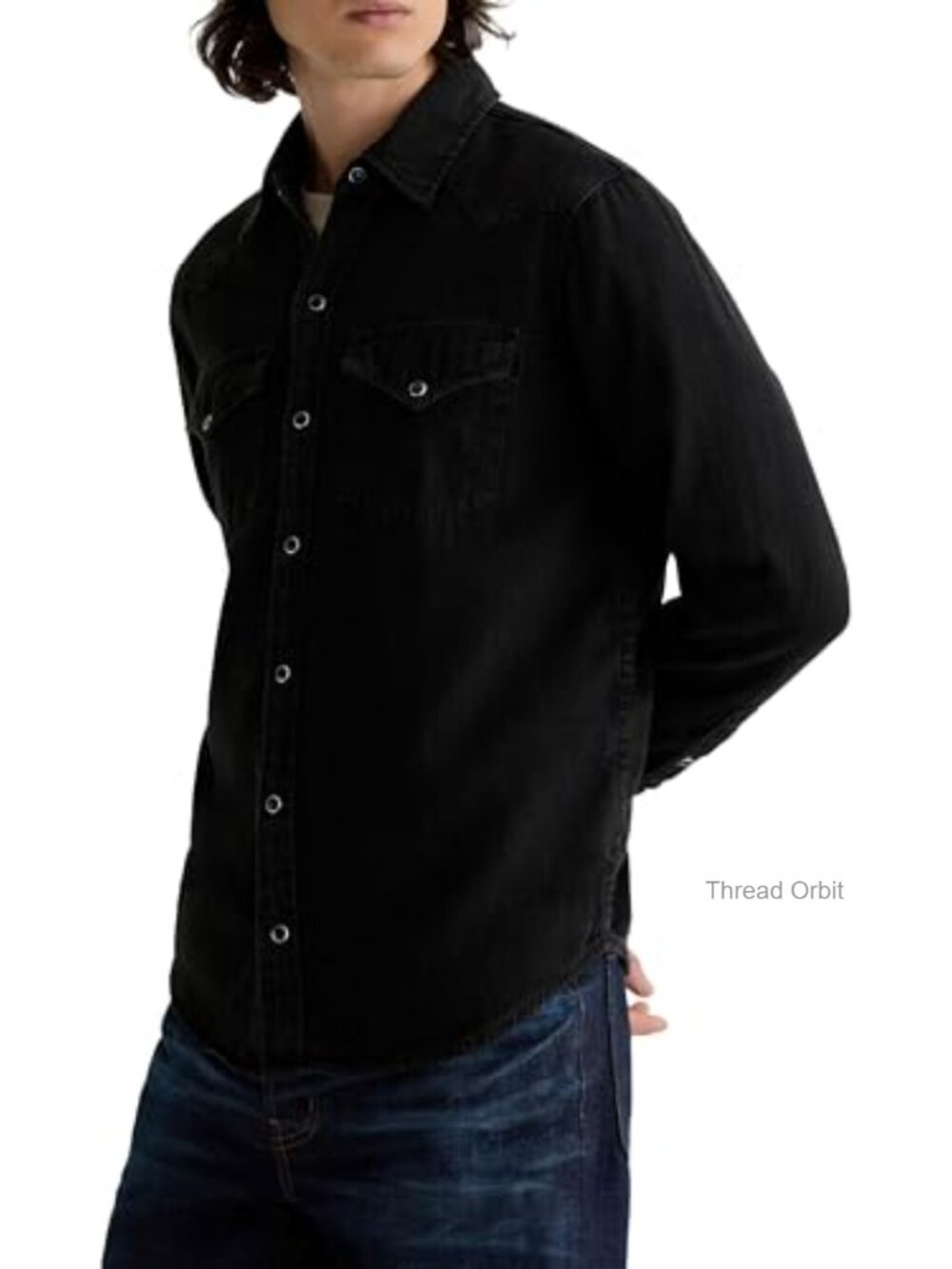 Classic Fit Western Button Down Shirt - Cotton Denim - Picture 5 of 6